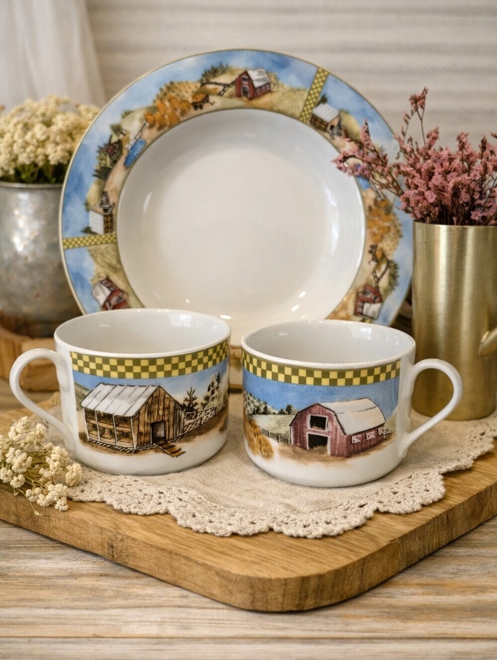 Trenditions “Barn & Countryside” Dishware Set – Vintage Farmhouse Porcelain